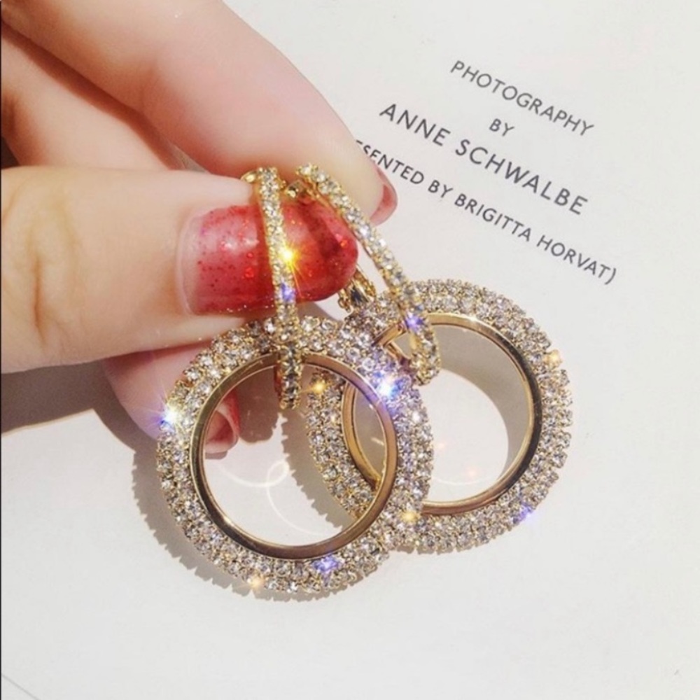 Double hoop crystal earring